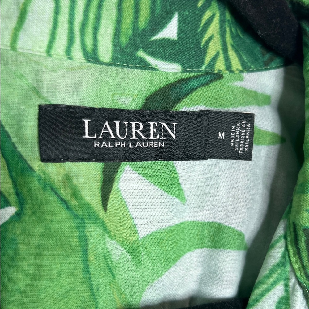 Lauren Ralph Lauren Palm Frond Print Cotton Voile Button Down Shirt size Medium - Picture 4 of 11